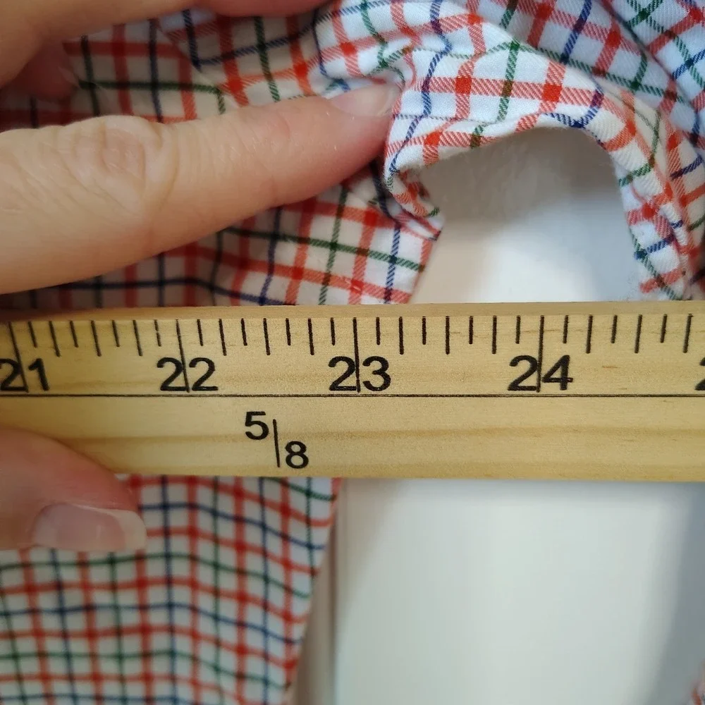 Polo Ralph Lauren Button Down Shirt Mens Large Slim Fit Orange Green Plaid Check